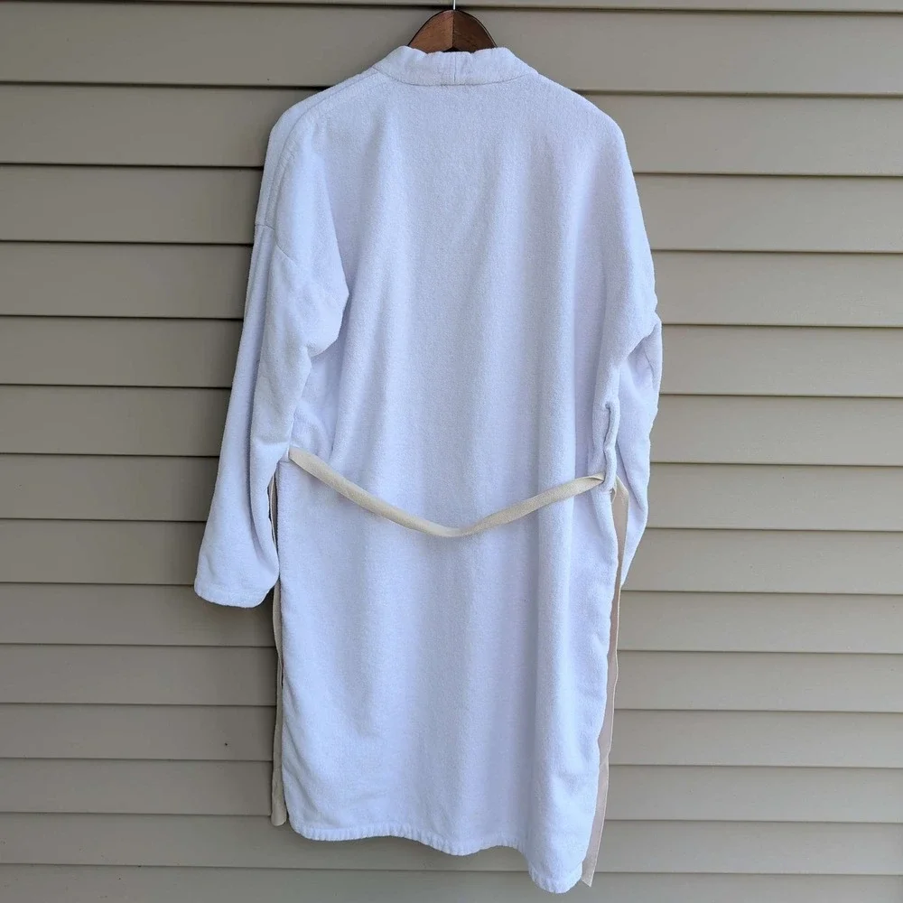 Polo Ralph Lauren Bathrobe Mens One Size White Terry Cloth Cotton Logo Robe